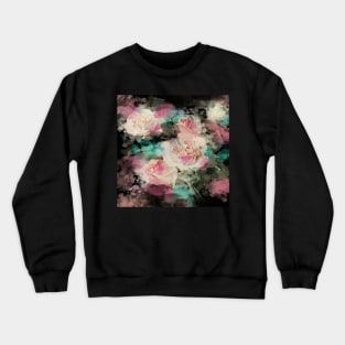 1980s romantic impressionism still life watercolor pink rose Crewneck Sweatshirt